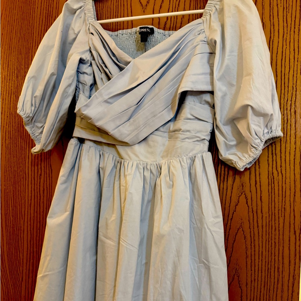 NWT Express Light Blue Smocked Back Dress